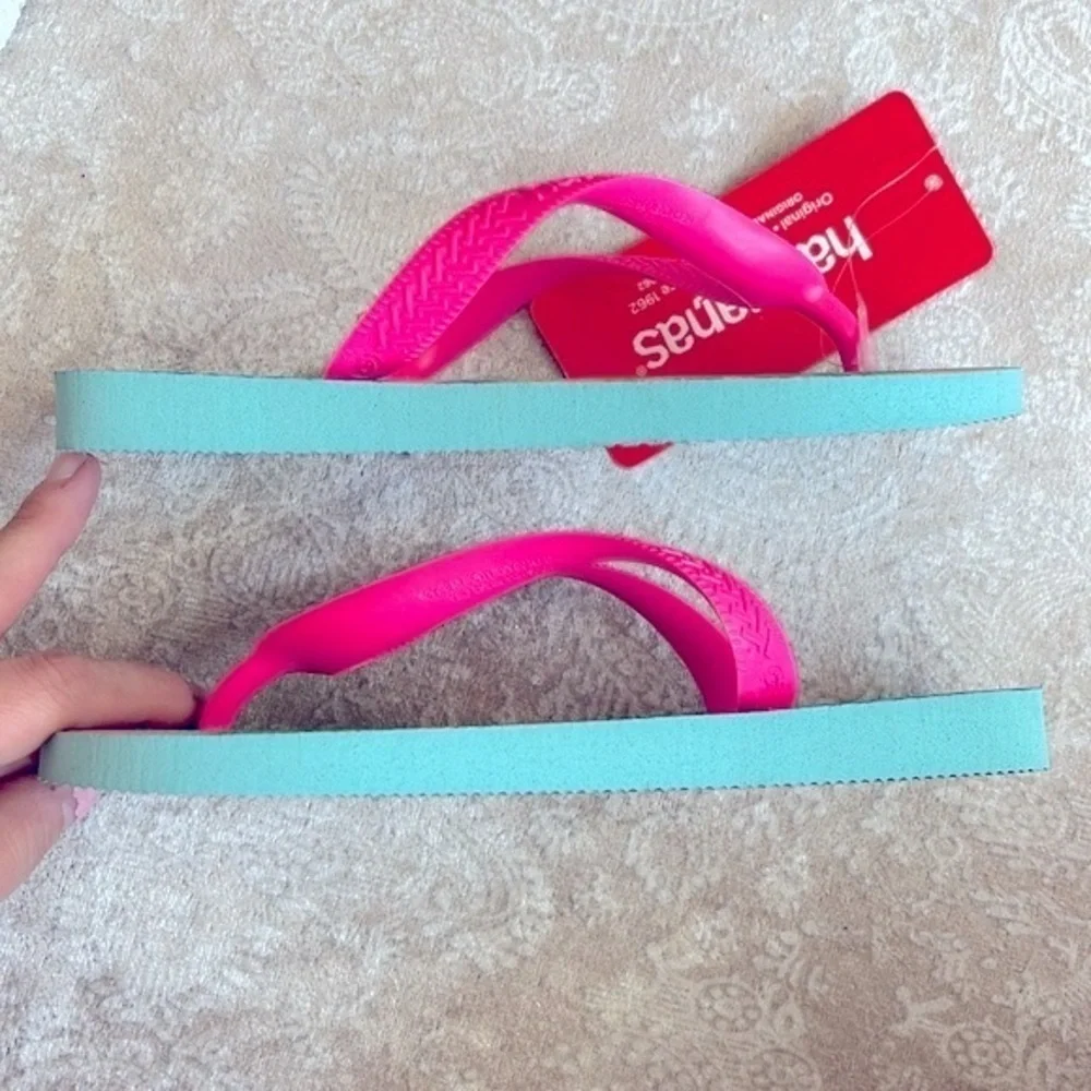 Brand New Havaianas Set of 2 Pairs Girls Flip Flops Mermaid Sea Glitter Cherries